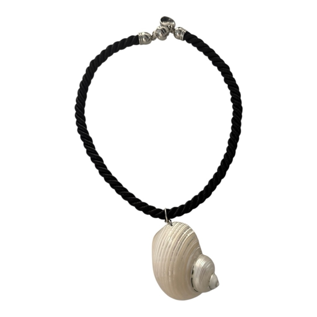 Elegant Black And Silver Shell Necklace 85$